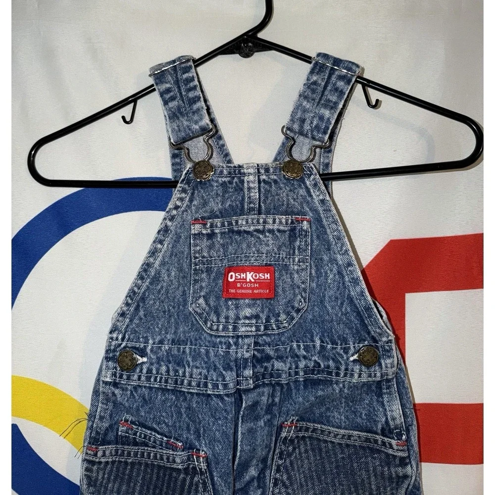 Vintage Oshkosh Overalls 3 Toddler 3T Acid Wash Workwear Double Knee